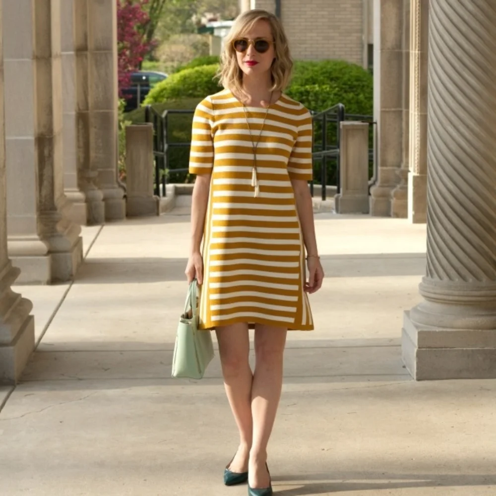 Ann Taylor Striped Knit Dress Size XS Petite - Picture 6 of 6